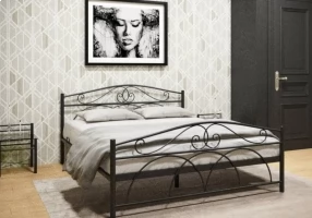 Кровать Морена Металл, 160х190 мм, Черный глянец, Черный глянец, 1630